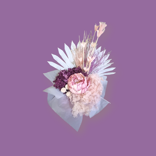 Dried Floral Arrangement in Pink and Purple Hues