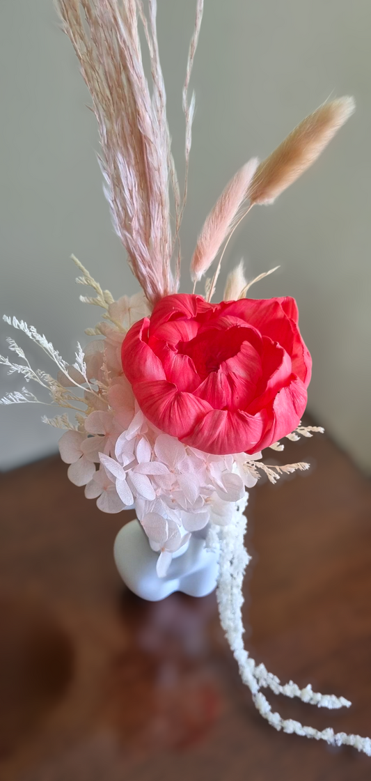 Feminine Beauty. Dried Floral Arrangement in Vase.